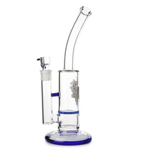 Load image into Gallery viewer, Glass Single Disc Perc Bent Neck Bong Blue HoneyComb