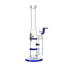 Load image into Gallery viewer, Glass Double Disc Perc Bong Blue HoneyComb