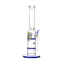 Load image into Gallery viewer, Glass Double Disc Perc Bong Blue HoneyComb