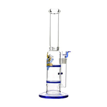 Load image into Gallery viewer, Glass Double Disc Perc Bong Blue HoneyComb
