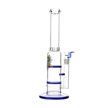 Load image into Gallery viewer, Glass Double Disc Perc Bong Blue HoneyComb
