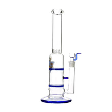 Load image into Gallery viewer, Glass Double Disc Perc Bong Blue HoneyComb