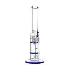 Load image into Gallery viewer, Glass Double Disc Perc Bong Blue HoneyComb