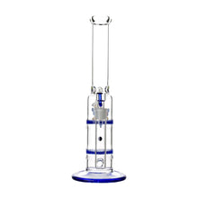 Load image into Gallery viewer, Glass Double Disc Perc Bong Blue HoneyComb