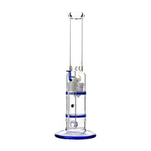 Load image into Gallery viewer, Glass Double Disc Perc Bong Blue HoneyComb