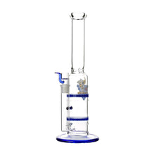 Load image into Gallery viewer, Glass Double Disc Perc Bong Blue HoneyComb