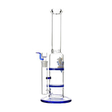 Load image into Gallery viewer, Glass Double Disc Perc Bong Blue HoneyComb