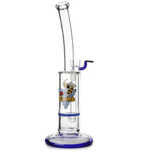 Load image into Gallery viewer, Glass Single Disc Perc Bent Neck Bong Blue HoneyComb