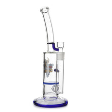 Load image into Gallery viewer, Glass Single Disc Perc Bent Neck Bong Blue HoneyComb