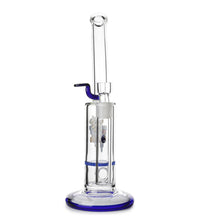 Load image into Gallery viewer, Glass Single Disc Perc Bent Neck Bong Blue HoneyComb