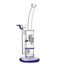 Load image into Gallery viewer, Glass Single Disc Perc Bent Neck Bong Blue HoneyComb