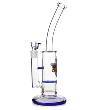 Load image into Gallery viewer, Glass Single Disc Perc Bent Neck Bong Blue HoneyComb