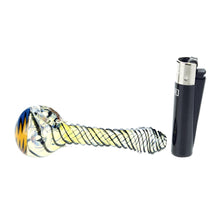 Load image into Gallery viewer, Black Spiral Colour Changing Glass Pipe
