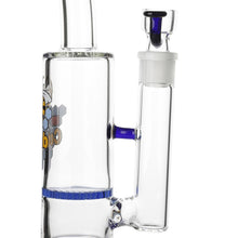 Load image into Gallery viewer, Glass Single Disc Perc Bent Neck Bong Blue HoneyComb
