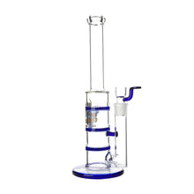 Load image into Gallery viewer, Glass Triple Disc Perc Bong Blue HoneyComb
