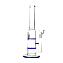 Load image into Gallery viewer, Glass Double Disc Perc Bong Blue HoneyComb
