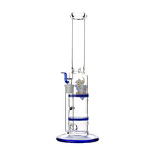 Load image into Gallery viewer, Glass Double Disc Perc Bong Blue HoneyComb
