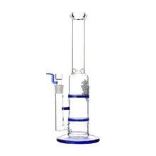 Load image into Gallery viewer, Glass Double Disc Perc Bong Blue HoneyComb
