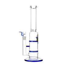 Load image into Gallery viewer, Glass Double Disc Perc Bong Blue HoneyComb
