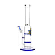 Load image into Gallery viewer, Glass Double Disc Perc Bong Blue HoneyComb
