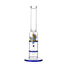 Load image into Gallery viewer, Glass Double Disc Perc Bong Blue HoneyComb
