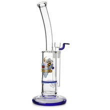 Load image into Gallery viewer, Glass Single Disc Perc Bent Neck Bong Blue HoneyComb
