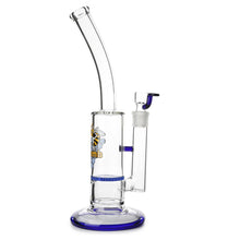 Load image into Gallery viewer, Glass Single Disc Perc Bent Neck Bong Blue HoneyComb
