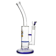 Load image into Gallery viewer, Glass Single Disc Perc Bent Neck Bong Blue HoneyComb
