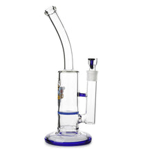 Load image into Gallery viewer, Glass Single Disc Perc Bent Neck Bong Blue HoneyComb
