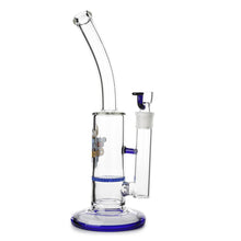 Load image into Gallery viewer, Glass Single Disc Perc Bent Neck Bong Blue HoneyComb
