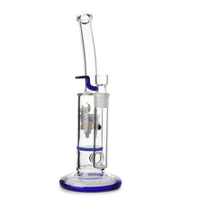 Load image into Gallery viewer, Glass Single Disc Perc Bent Neck Bong Blue HoneyComb
