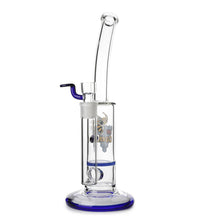 Load image into Gallery viewer, Glass Single Disc Perc Bent Neck Bong Blue HoneyComb

