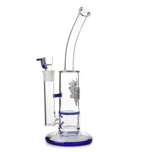 Load image into Gallery viewer, Glass Single Disc Perc Bent Neck Bong Blue HoneyComb
