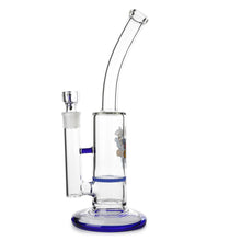 Load image into Gallery viewer, Glass Single Disc Perc Bent Neck Bong Blue HoneyComb
