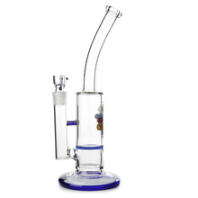 Load image into Gallery viewer, Glass Single Disc Perc Bent Neck Bong Blue HoneyComb
