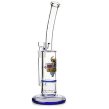 Load image into Gallery viewer, Glass Single Disc Perc Bent Neck Bong Blue HoneyComb
