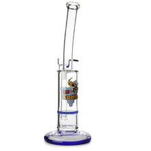 Load image into Gallery viewer, Glass Single Disc Perc Bent Neck Bong Blue HoneyComb
