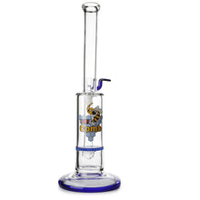 Load image into Gallery viewer, Glass Single Disc Perc Bent Neck Bong Blue HoneyComb
