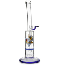 Load image into Gallery viewer, Glass Single Disc Perc Bent Neck Bong Blue HoneyComb
