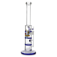 Load image into Gallery viewer, Glass Triple Disc Perc Bong Blue HoneyComb
