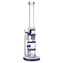 Load image into Gallery viewer, Glass Triple Disc Perc Bong Blue HoneyComb
