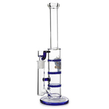 Load image into Gallery viewer, Glass Triple Disc Perc Bong Blue HoneyComb
