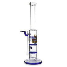 Load image into Gallery viewer, Glass Triple Disc Perc Bong Blue HoneyComb
