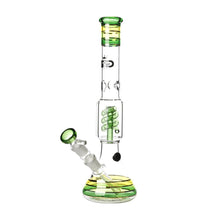 Load image into Gallery viewer, Rasta style beaker bong with coiled spiral perc
