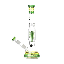 Load image into Gallery viewer, Rasta style beaker bong with coiled spiral perc
