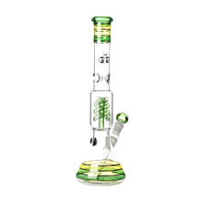 Load image into Gallery viewer, Rasta style beaker bong with coiled spiral perc

