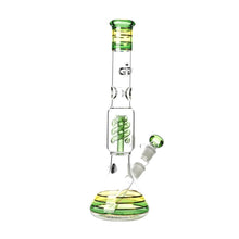 Load image into Gallery viewer, Rasta style beaker bong with coiled spiral perc
