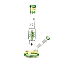 Load image into Gallery viewer, Rasta style beaker bong with coiled spiral perc
