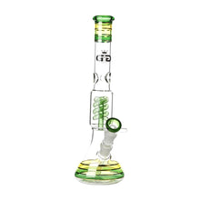 Load image into Gallery viewer, Rasta style beaker bong with coiled spiral perc
